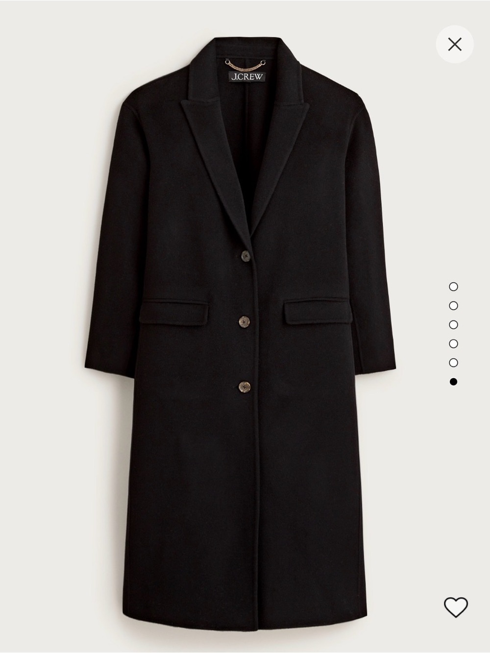J. CREW Chiara Black Doubleface Topcoat (00P)